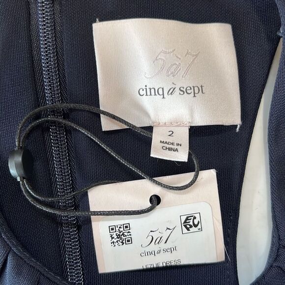 NWT Cinq A Sept | Lezlie Stretch Jersey Sleeveless Midnight Blue Midi Dress 2 - Picture 9 of 13